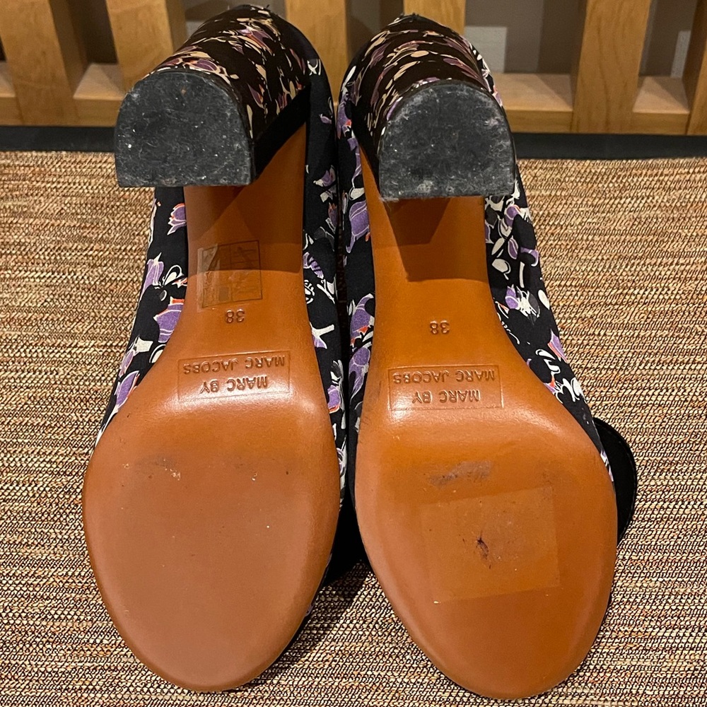 Marc By Marc Jacobs Suede Toe Tip With Printed Fabric Retro Style Shoes Size 8 - Picture 2 of 6